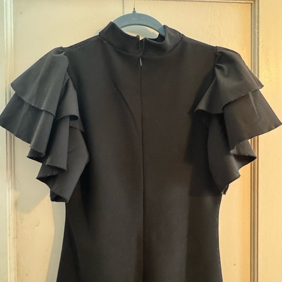 SHEIN Elegant Black Ruffle Sleeve Mini Dress - Picture 6 of 9